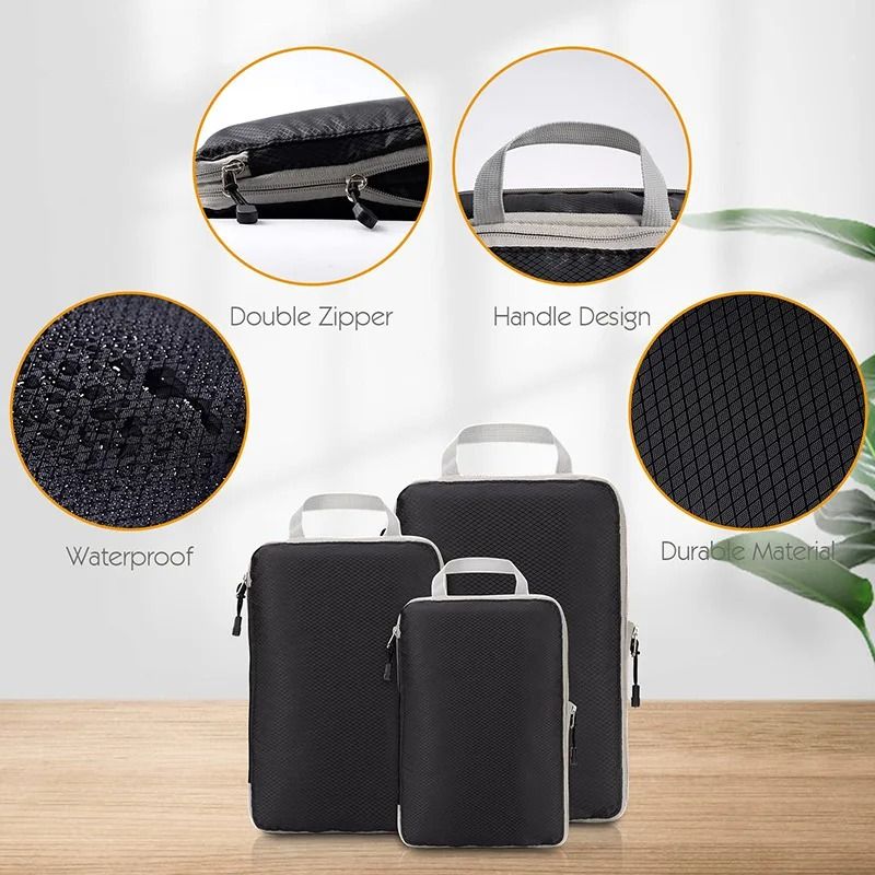 Compressible Packing Cubes Foldable Waterproof Travel Luggage Organizer 9