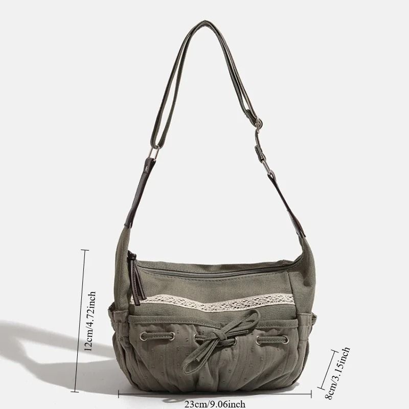 Y2K Denim Drawstring Shoulder Bag Vintage Streetwear Crossbody Handbag 4