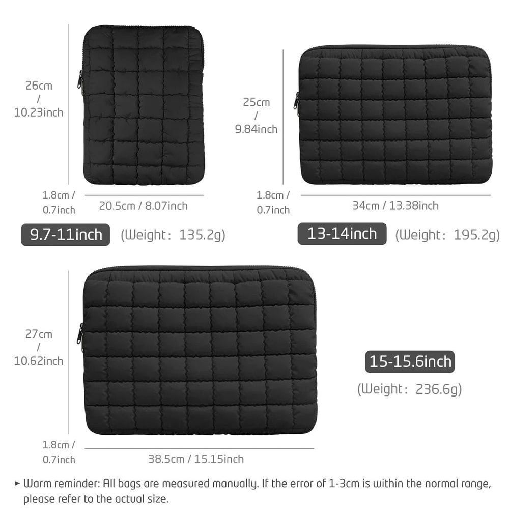 Quilted Puffy Laptop Sleeve Padded Protective Laptop Carrying Case 6