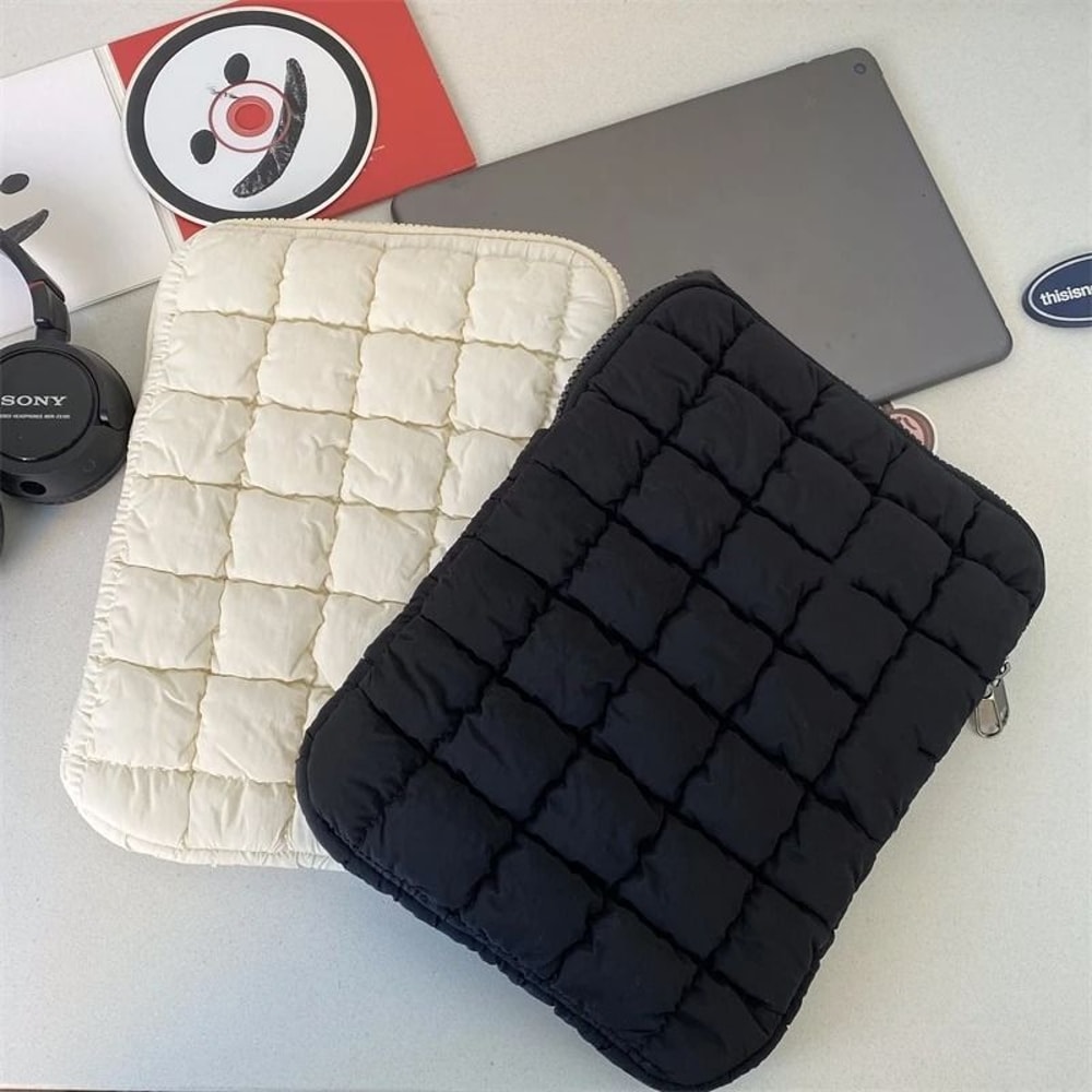 Quilted Puffy Laptop Sleeve Padded Protective Laptop Carrying Case 7
