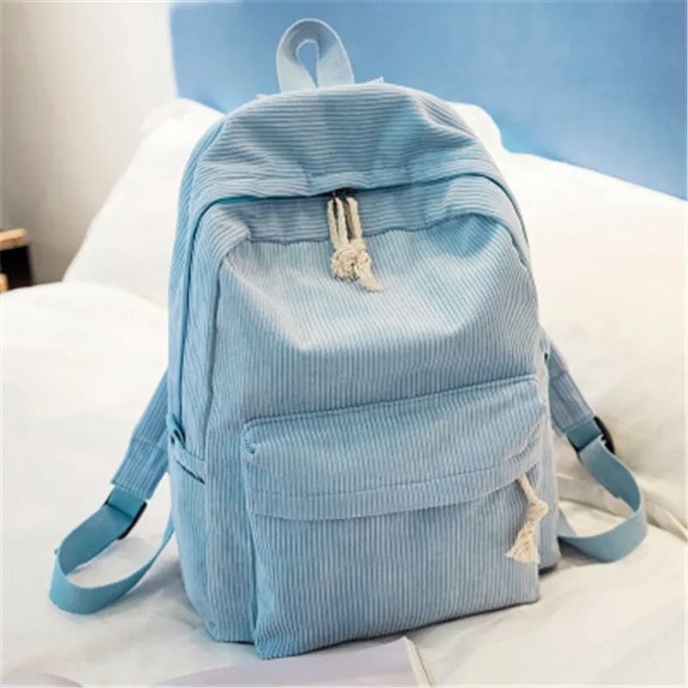 Corduroy School Backpack Anti Theft Casual Campus Bag For Teens 5