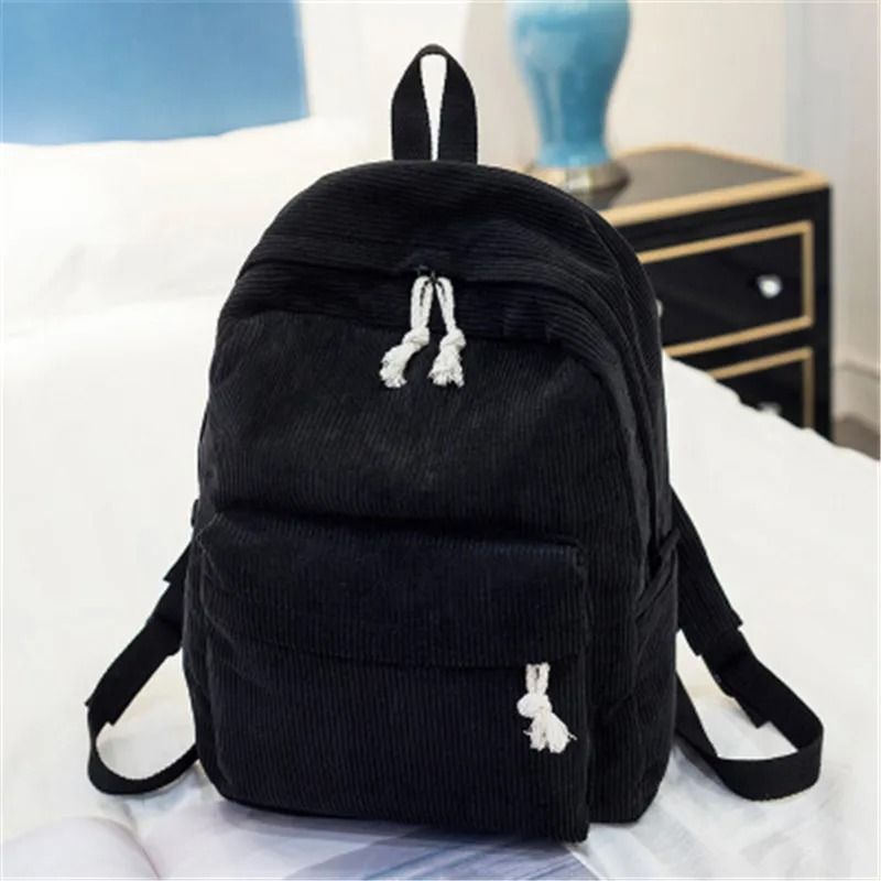 Corduroy School Backpack Anti Theft Casual Campus Bag For Teens 3