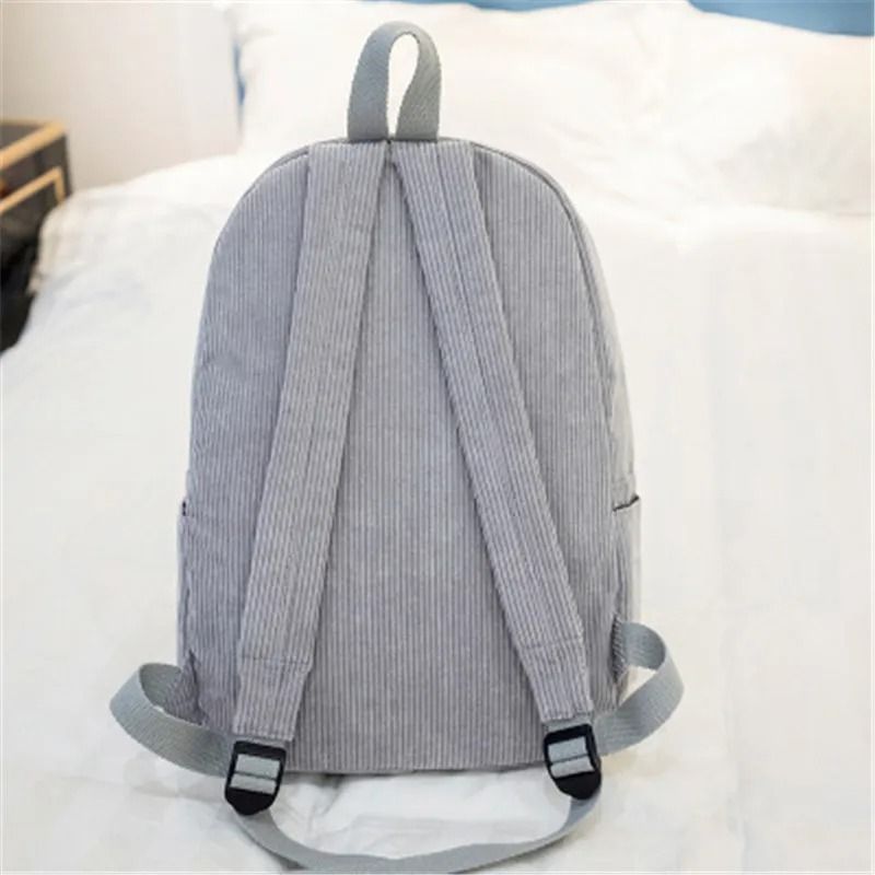 Corduroy School Backpack Anti Theft Casual Campus Bag For Teens 8