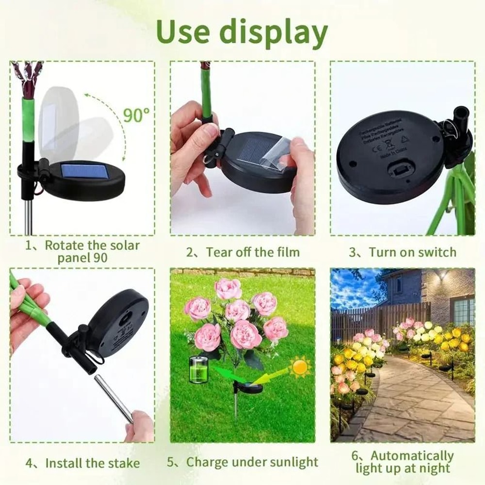 GlowBloom Solar Flower Garden Lights Camellia Outdoor Landscape Path Decor 6