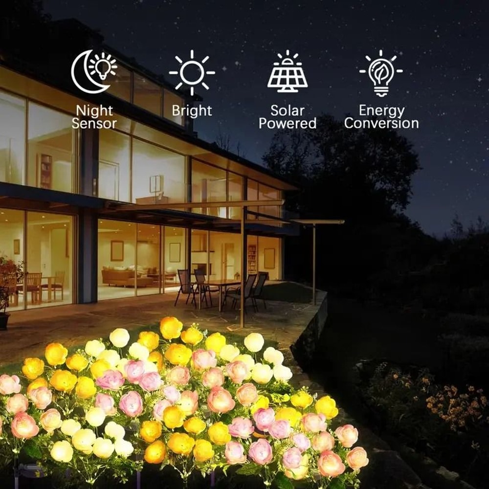 GlowBloom Solar Flower Garden Lights Camellia Outdoor Landscape Path Decor 7