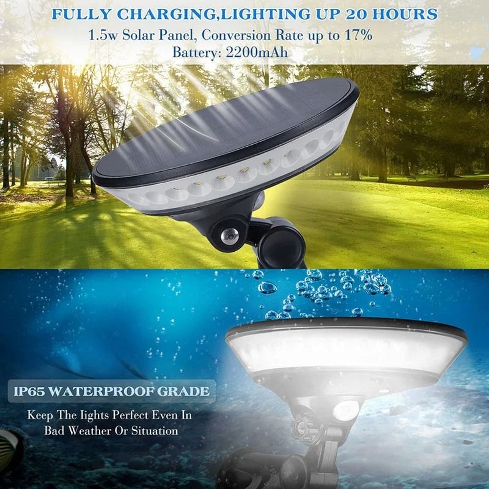 OrbitGlow UFO Solar Motion Sensor Wall Light 360 Degree Outdoor Garden Lamp 6