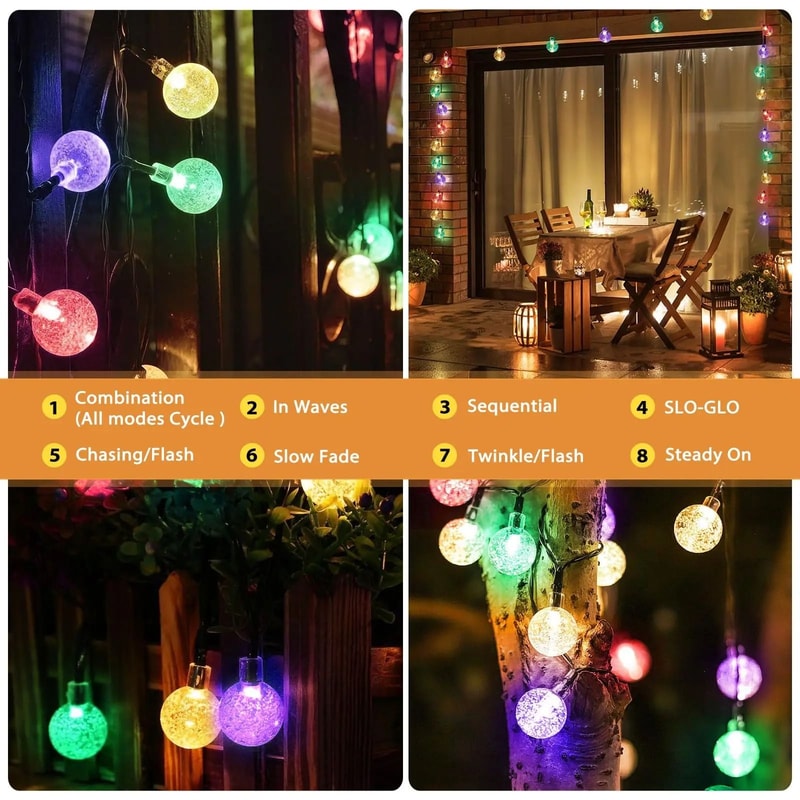 BubbleGlow Solar Bubble String Lights Outdoor Garden Decorative Party Lights 5