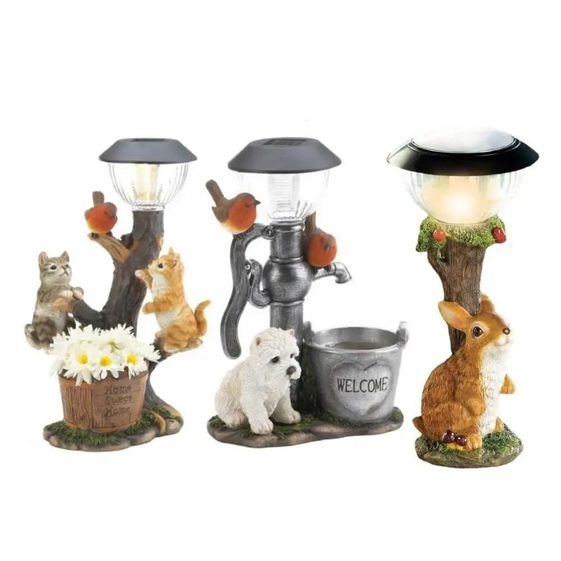 PetGlow Solar Animal Garden Light Cat Dog Decorative Window Climbing Statue 0