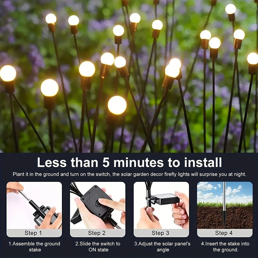 FireflyGlow Solar Firefly Garden Lights Swaying Outdoor Decorative Pathway Lights 4