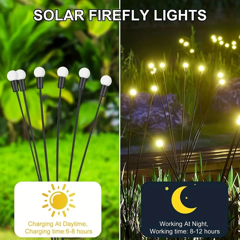 FireflyGlow Solar Firefly Garden Lights Swaying Outdoor Decorative Pathway Lights 5