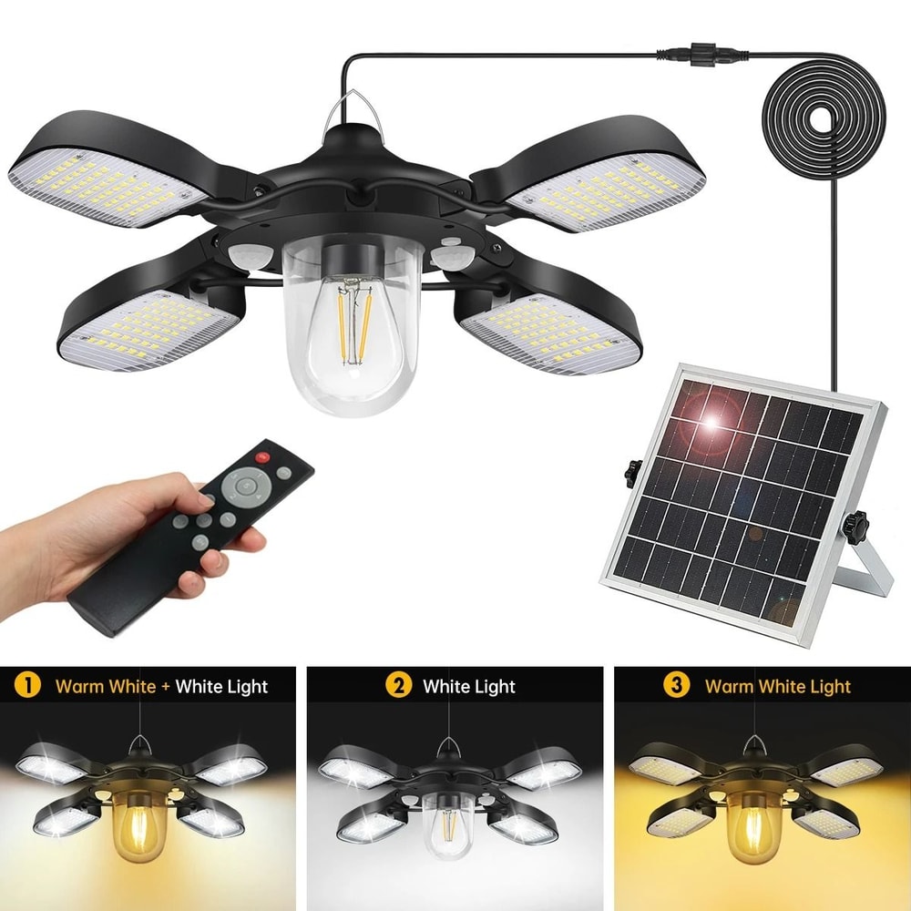 BrightBeam Solar Barn Light 192 LED Motion Sensor Pendant Light For Shed And Gazebo 7