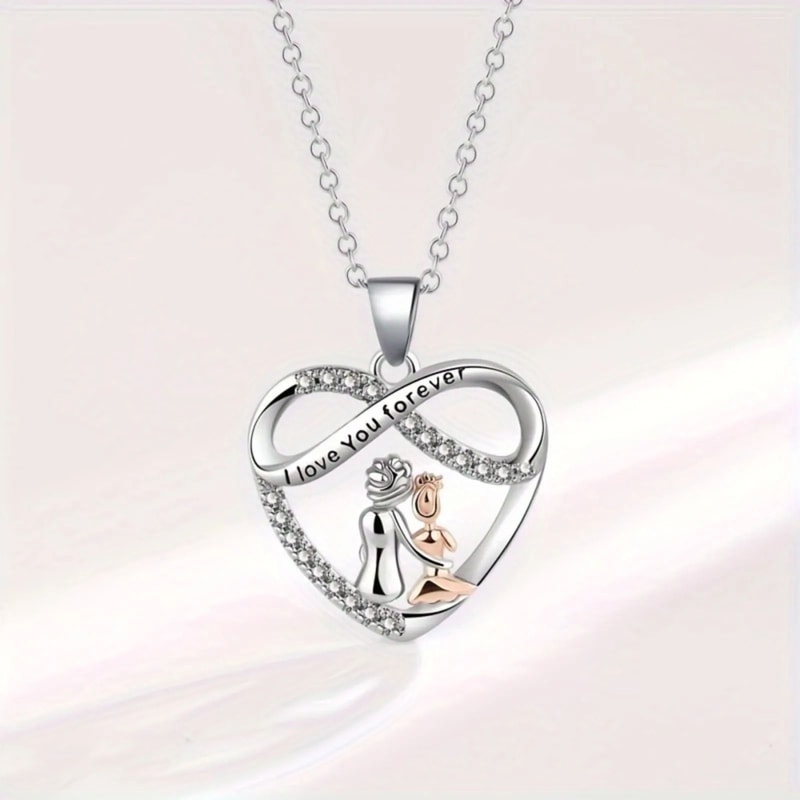 EndlessLove Grandma Granddaughter Necklace Zirconia Heart Pendant Gift 0