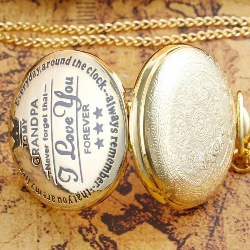 Heritage Tribute Grandpa Pocket Watch Necklace Vintage Quartz Timepiece 0