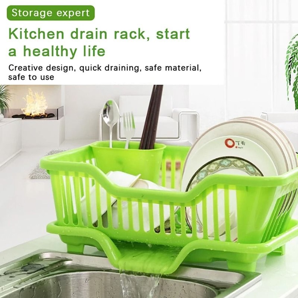 ClearFlow Kitchen Countertop Dish Drying Rack With Drainer Board 2