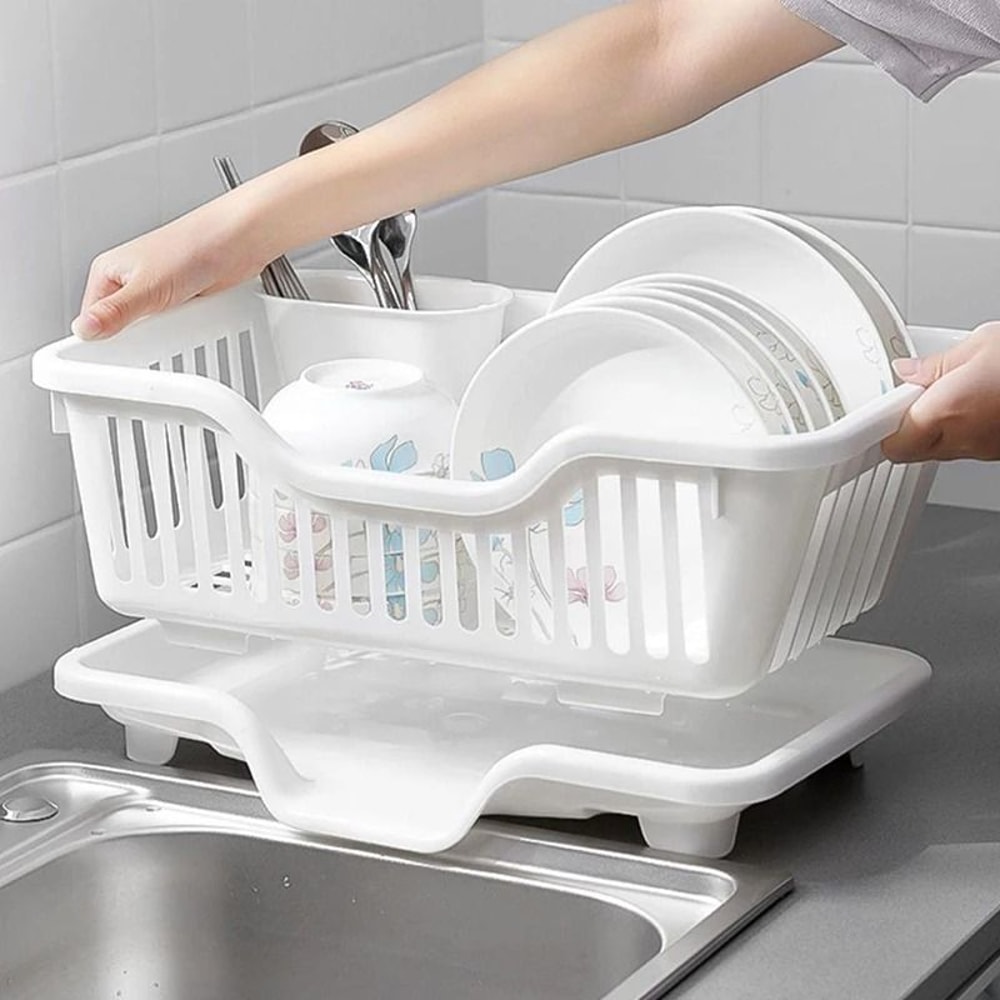 ClearFlow Kitchen Countertop Dish Drying Rack With Drainer Board 3
