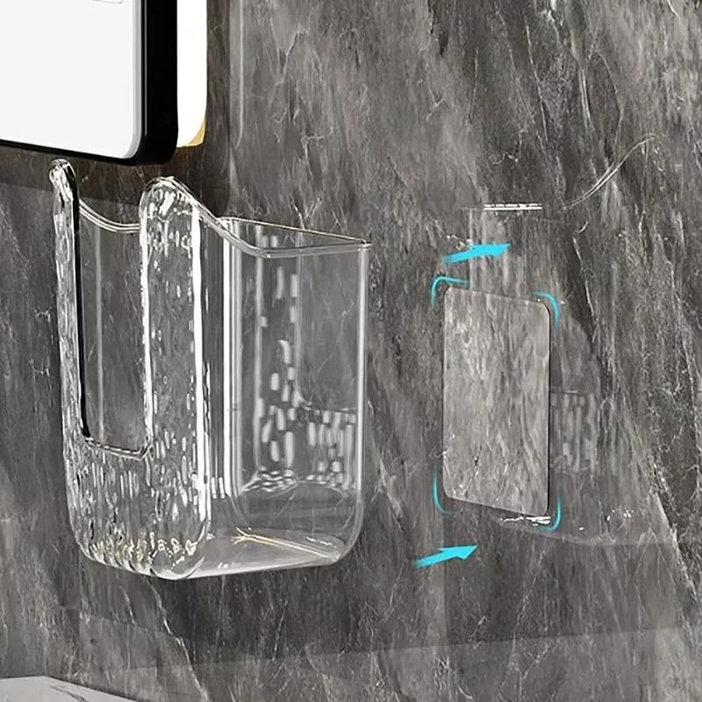 Wall Mounted Tissue Box Organizer With Large Opening Bathroom Tissue Holder 0