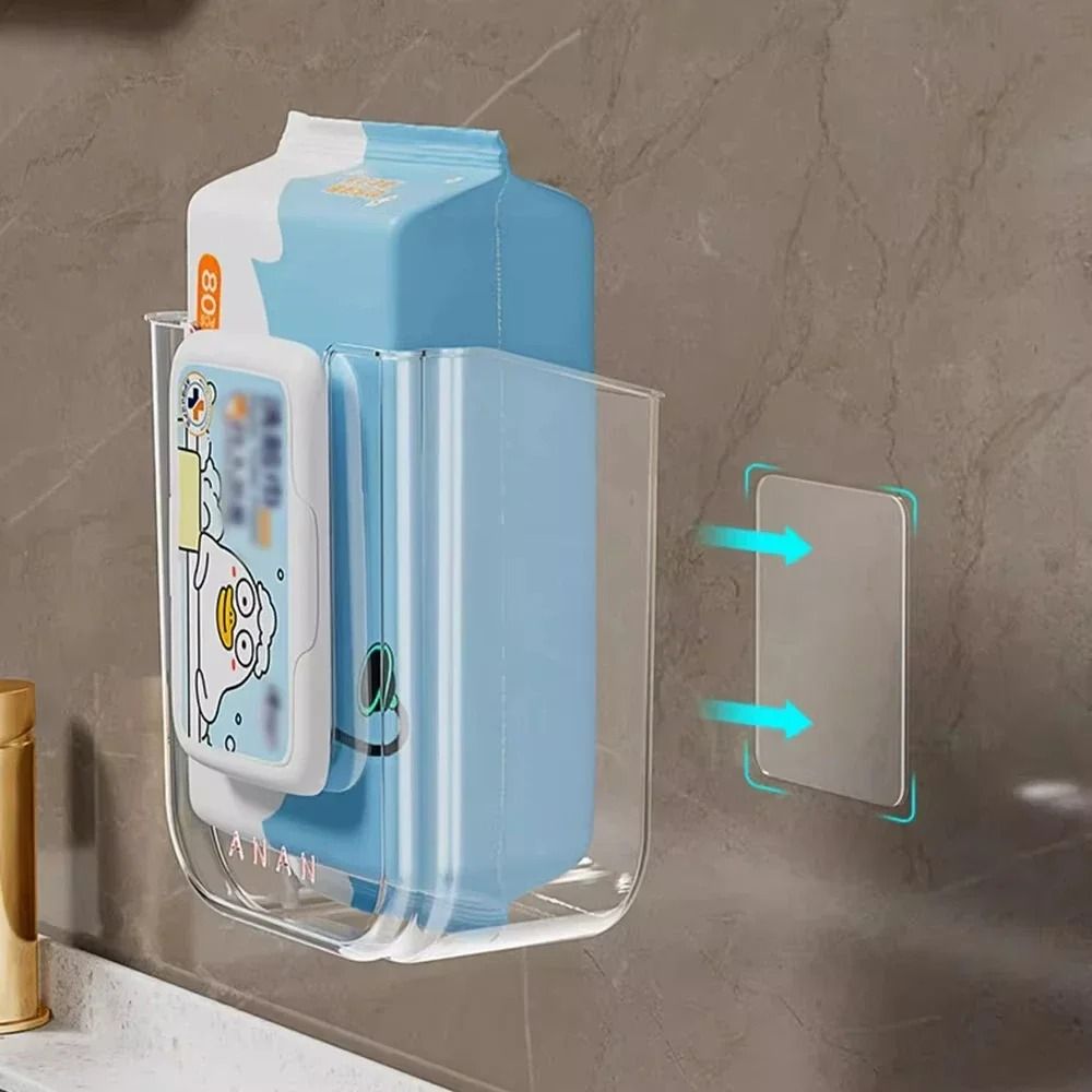 Wall Mounted Tissue Box Organizer With Large Opening Bathroom Tissue Holder 5