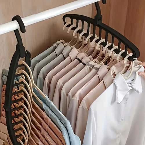 Folding Multi Hole Space Saving Clothes Hanger Organizer for Pants and Wardrobe Storage