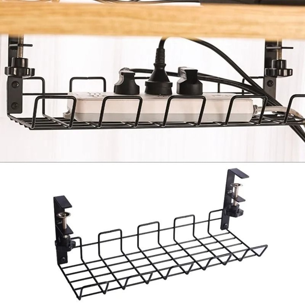 Under Desk Cable Management Tray Metal Desk Wire Organizer Rack 0