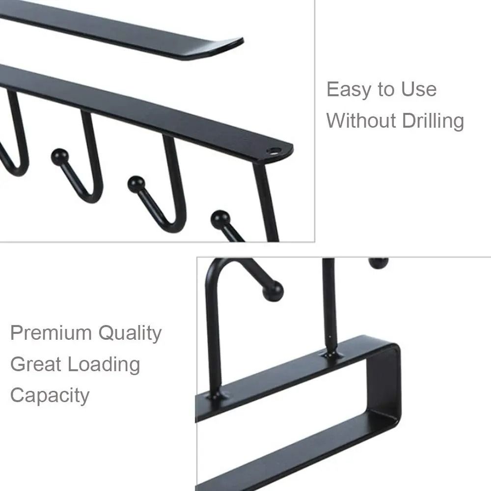 6 Hook Coffee Mug Holder Rack Under Cabinet Kitchen Cup Organizer 3