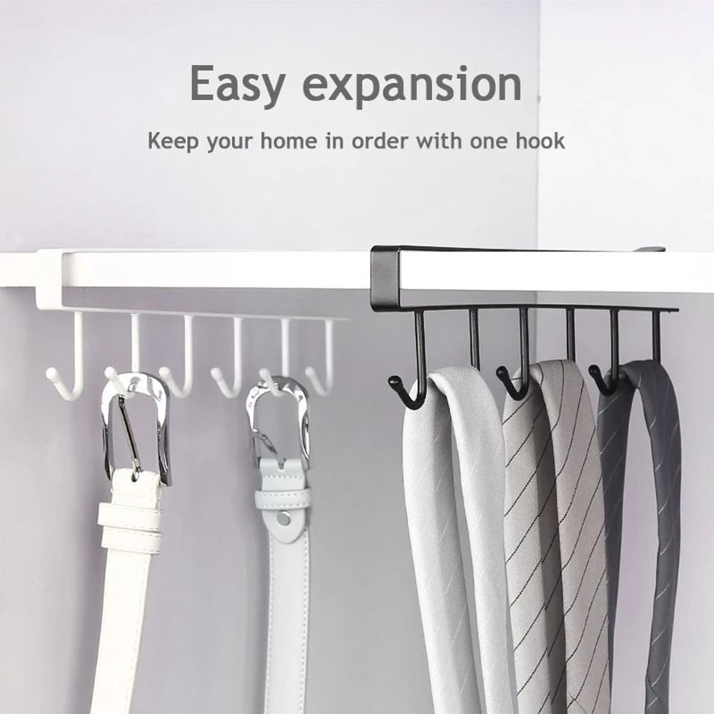 6 Hook Coffee Mug Holder Rack Under Cabinet Kitchen Cup Organizer 5