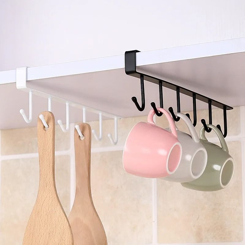6 Hook Coffee Mug Holder Rack Under Cabinet Kitchen Cup Organizer 0