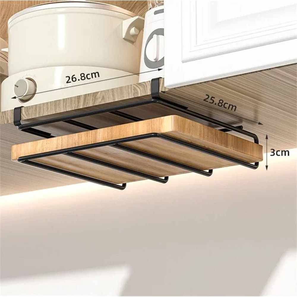 Stainless Steel Kitchen Hanging Organizer Rack With Hooks And Cutting Board Holder 1