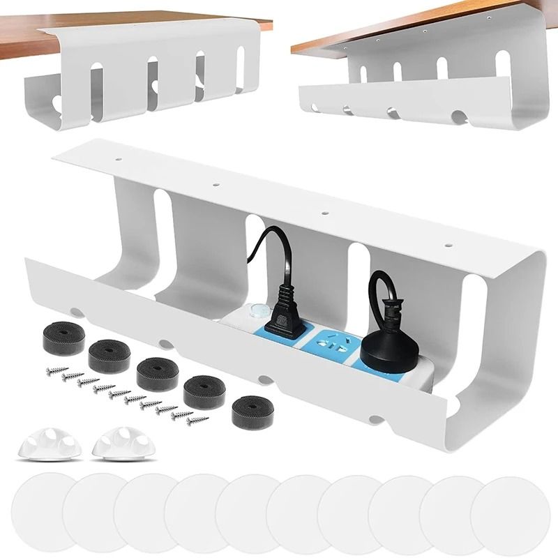 No Drill Under Desk Cable Management Tray Steel Desk Wire Organizer 2