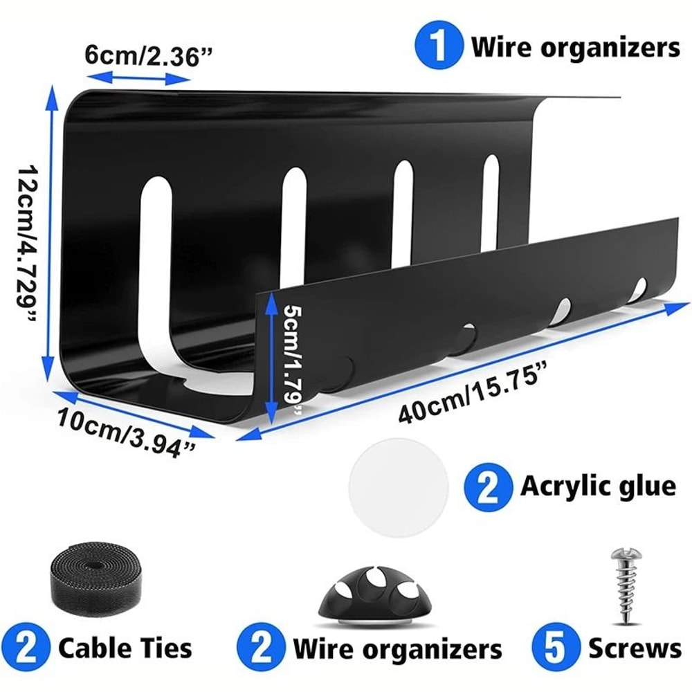 No Drill Under Desk Cable Management Tray Steel Desk Wire Organizer 6