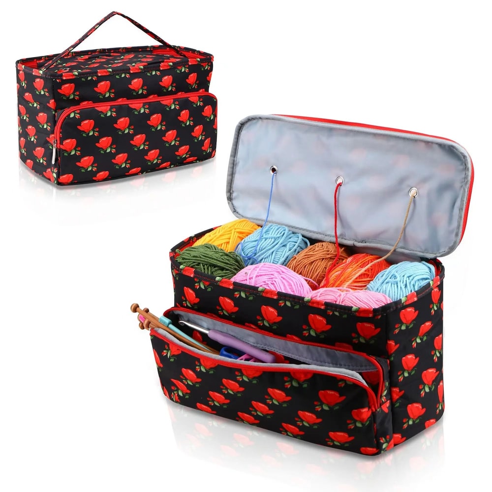 Portable Yarn Knitting Bag Crochet Storage Organizer Tote For Craft Projects 13