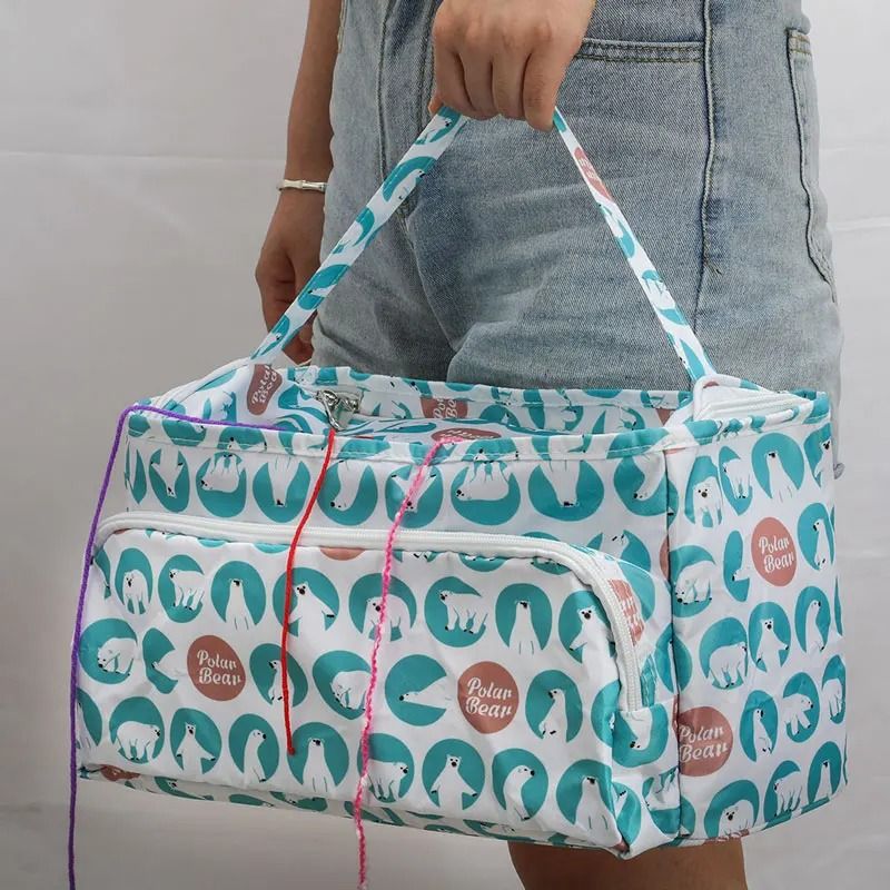 Portable Yarn Knitting Bag Crochet Storage Organizer Tote For Craft Projects 16