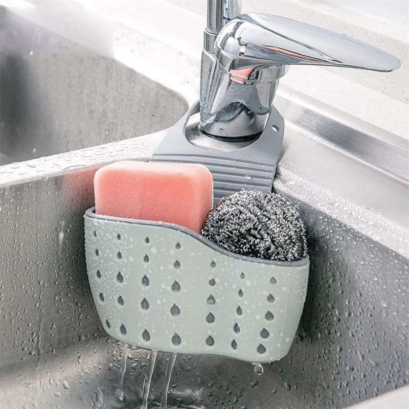 Adjustable Sink Sponge Holder Hanging Kitchen Sink Organizer Basket 11