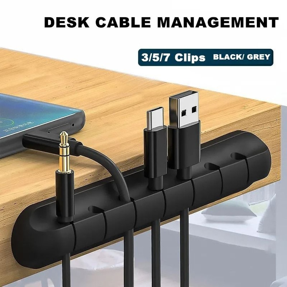 Silicone Desk Cable Organizer Clips Self Adhesive USB Cord Holder 11