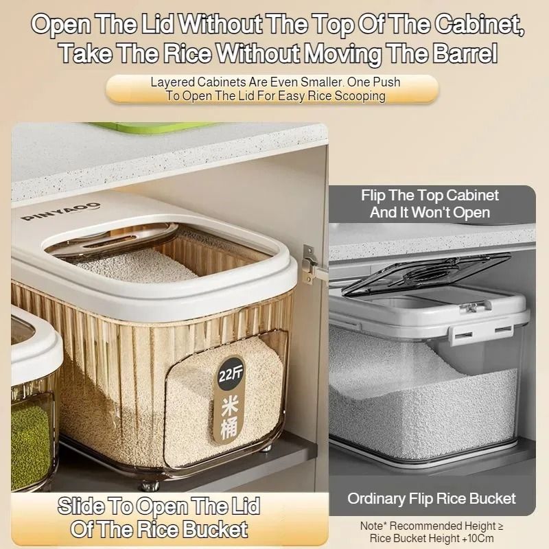 Large Capacity Airtight Rice Storage Container With Sliding Lid 6