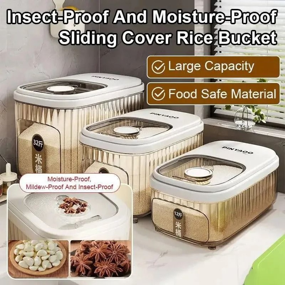 Large Capacity Airtight Rice Storage Container With Sliding Lid 7