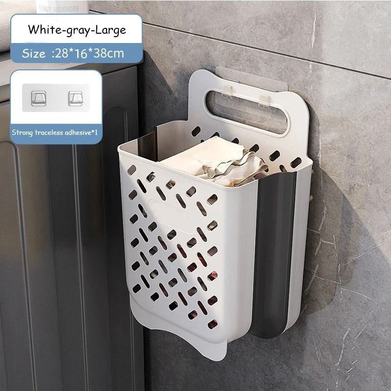 Large Folding Laundry Hamper Wall Hanging Fabric Storage Basket 3