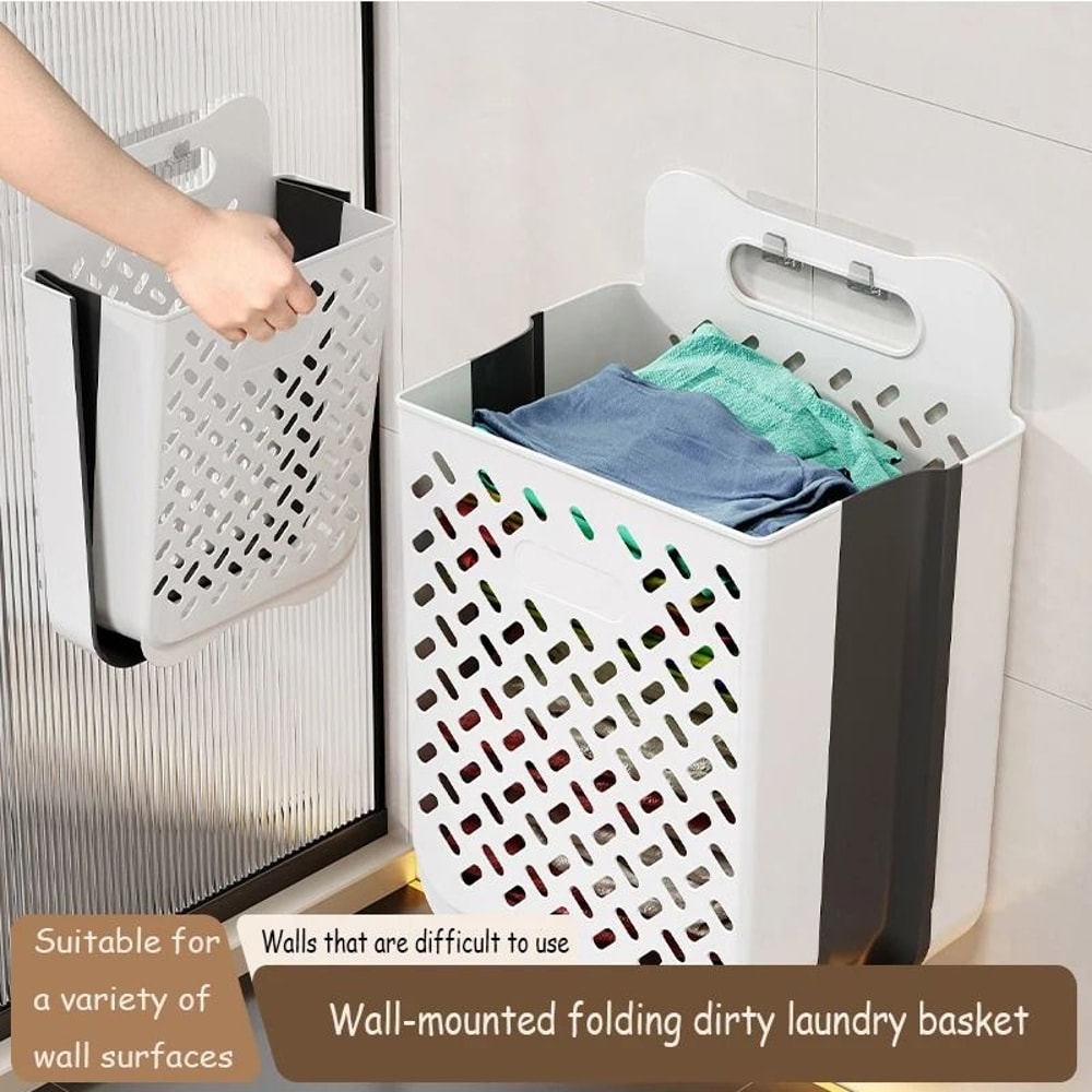 Large Folding Laundry Hamper Wall Hanging Fabric Storage Basket 9