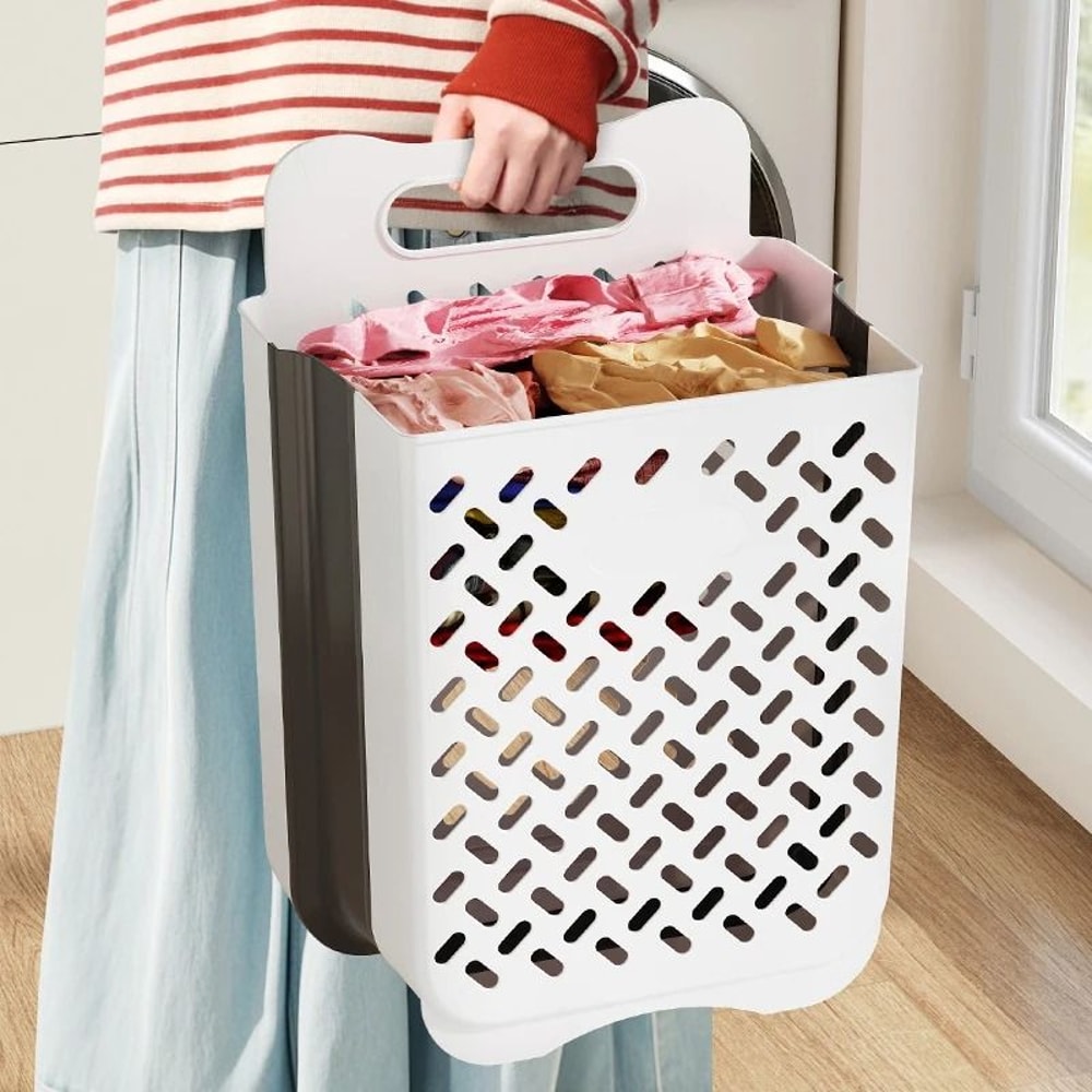 Large Folding Laundry Hamper Wall Hanging Fabric Storage Basket 8
