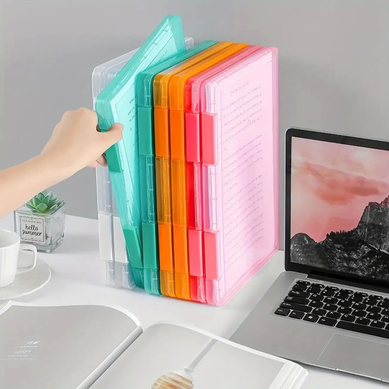 Portable A4 File Storage Box Multi Layer Document Organizer 8