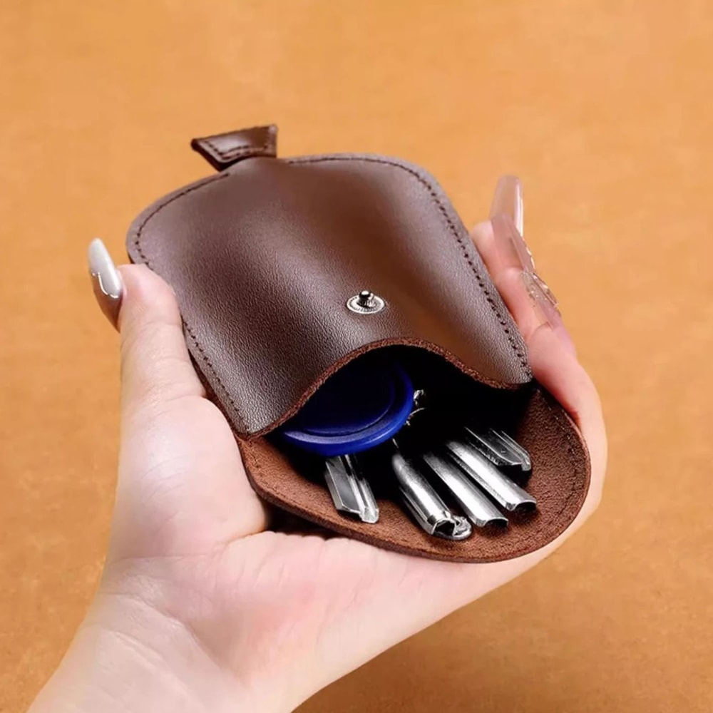 Genuine Leather Pull Out Key Holder Pocket Key Organizer Case 4