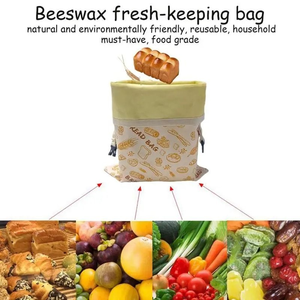 Reusable Beeswax Bread Storage Bag Natural Bread Keeper Bag 3