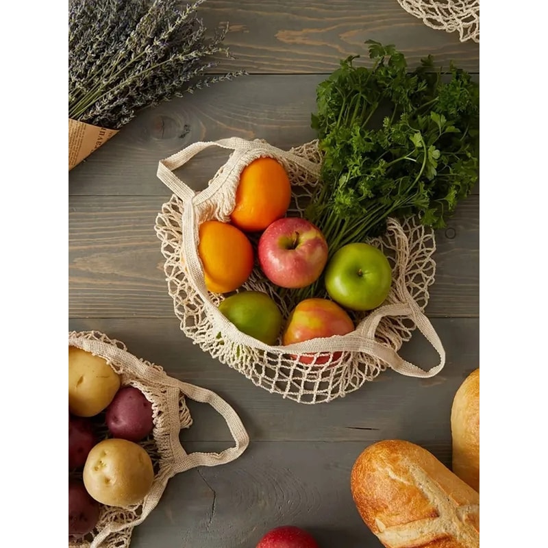 Reusable Mesh Grocery Shopping Bag Foldable Eco Friendly Produce Tote 2