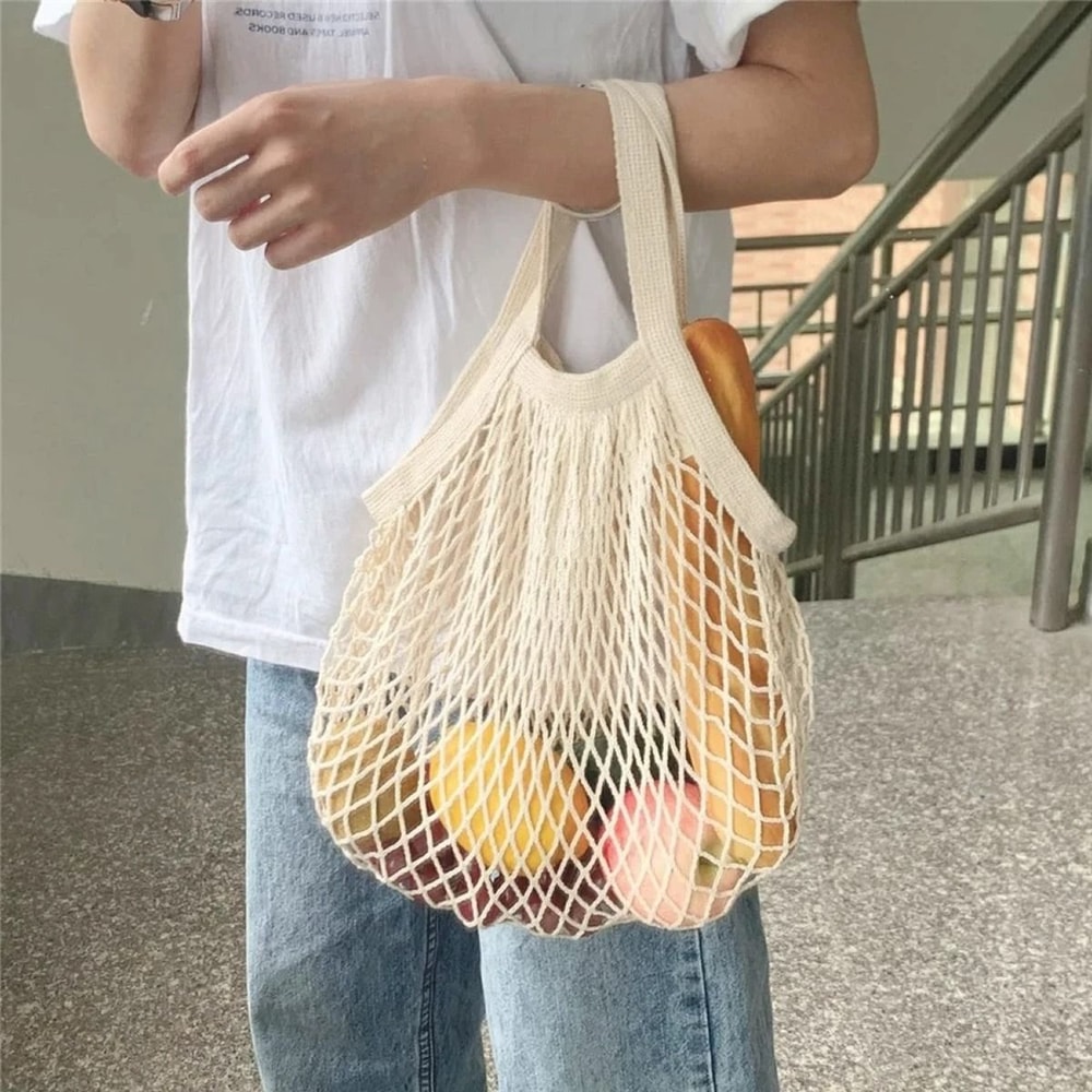 Reusable Mesh Grocery Shopping Bag Foldable Eco Friendly Produce Tote 4