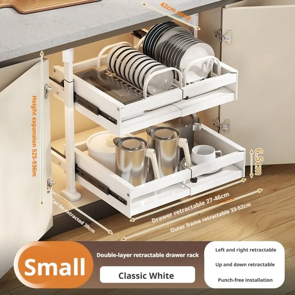 Pull Out Kitchen Cabinet Organizer Sliding Drawer Basket Shelf 4