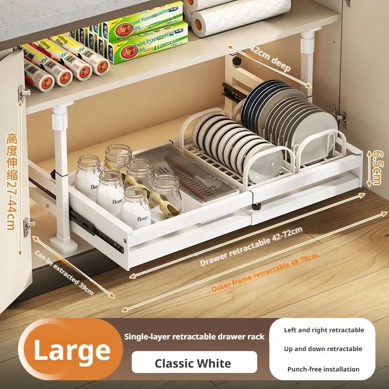 Pull Out Kitchen Cabinet Organizer Sliding Drawer Basket Shelf 3