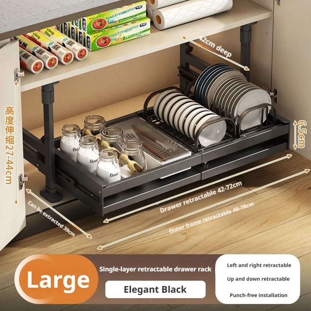 Pull Out Kitchen Cabinet Organizer Sliding Drawer Basket Shelf 9