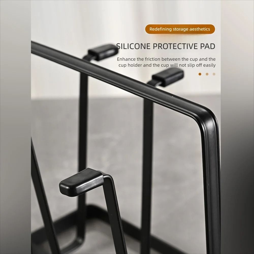 6 Cup Glass Drying Rack Non Slip Mug And Bottle Organizer 5