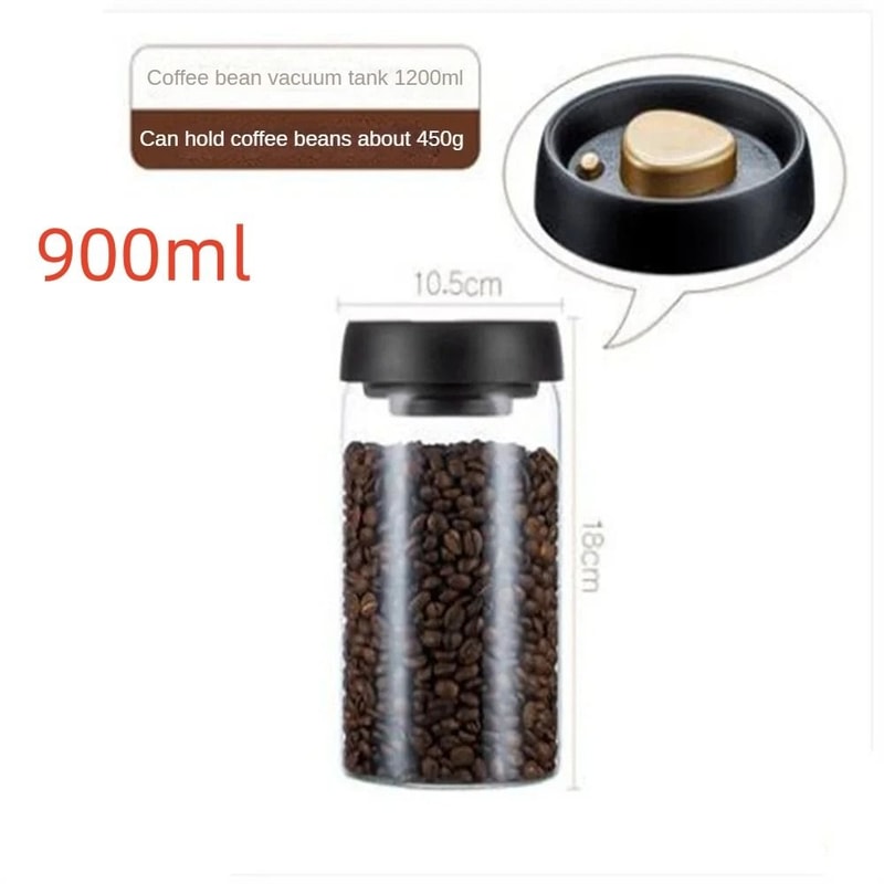 Vacuum Sealed Coffee Bean Storage Container Airtight Glass Coffee Jar 2
