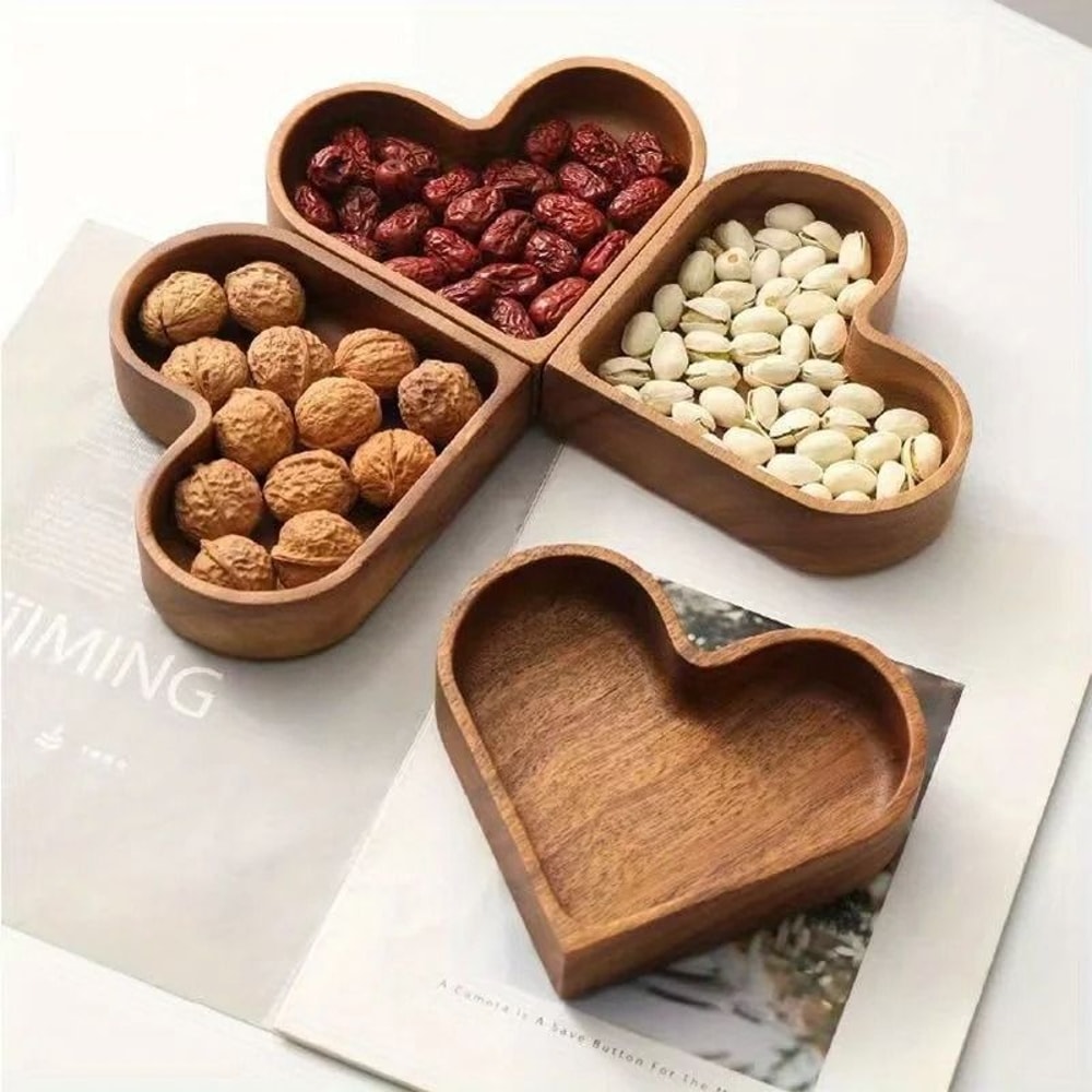 Wooden Heart Shaped Serving Tray Dessert And Candy Dish 4