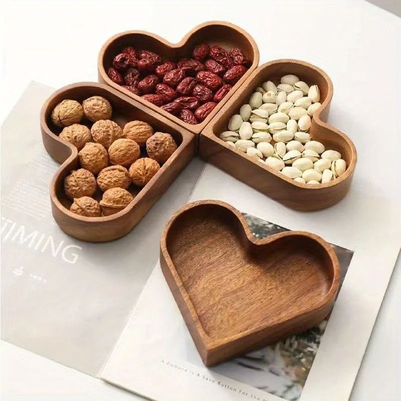 Wooden Heart Shaped Serving Tray Dessert And Candy Dish 4